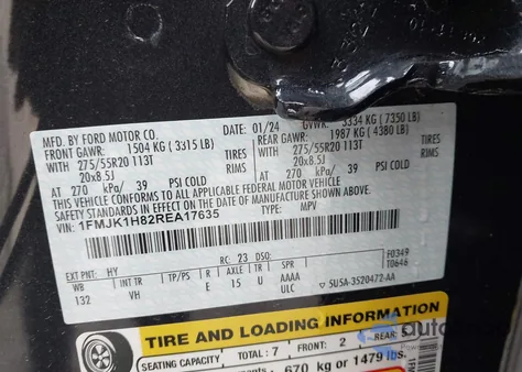 2024 Ford Expedition Xlt Max from USA, damaged, VIN 1FMJK1H82REA17635